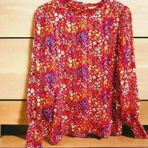 NWT Carolina Belle Montreal Women’s Sheer Red Floral Shirt SzM